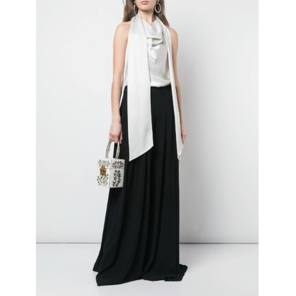 Oscar de la Renta Pleated Flared Trousers